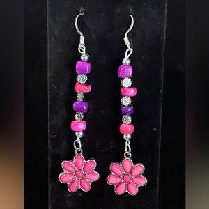 New Sally House Original Pink Flower Power Earrings